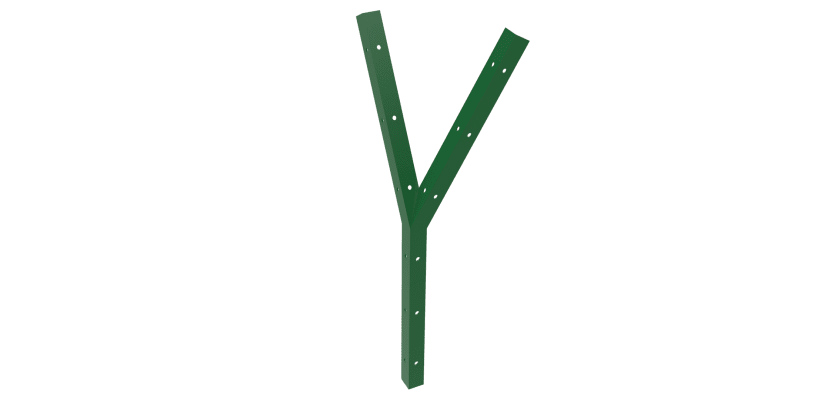 Green Y Shape Cranked Angle Bracket For Barbed and Razor Wire - Permanent Fencing