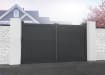 Grey 3.0m Wide Aluminium Double Swing Driveway Gate With Vertical Infill
