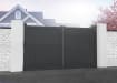 Grey 4.0m Wide Aluminium Double Swing Driveway Gate With Vertical Infill