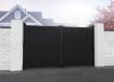 Black 4.0m Wide Aluminium Double Swing Driveway Gate With Vertical Infill