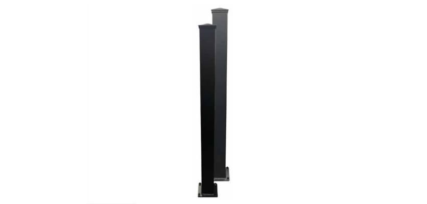 Black and Grey Aluminium Flanged Gate Posts For Driveway Gates 100mm x 100mm x 3.5mm - 2400mm