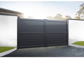 3.0m Wide Aluminium Double Swing Driveway Gate With Horizontal Infill