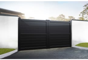 3.25m Wide Aluminium Double Swing Driveway Gate With Horizontal Infill