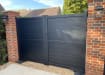 Grey 3.25m Wide Aluminium Double Swing Driveway Gate With Horizontal Infill
