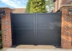 Grey 3.75m Wide Aluminium Double Swing Driveway Gate With Horizontal Infill