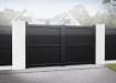 Black 3.0m Wide Aluminium Double Swing Driveway Gate With Diagonal Infill