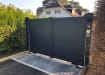 Grey 3.0m Wide Aluminium Double Swing Driveway Gate With Diagonal Infill