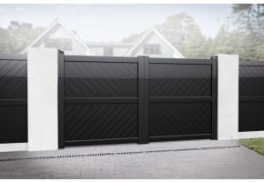 3.25m Wide Aluminium Double Swing Driveway Gate With Diagonal Infill