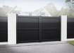 Black 4.0m Wide Aluminium Double Swing Driveway Gate With Diagonal Infill