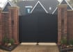 Black 3.75m Wide Aluminium Double Swing Driveway Gate With Vertical Infill And Bell-Curved Top