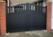 Aluminium Double Swing Driveway Gate With Vertical Infill And Partial Privacy- 3.25m Wide