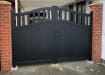Aluminium Double Swing Driveway Gate With Vertical Infill And Partial Privacy- 3.75m