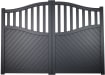 Grey 3.0m Wide Aluminium Double Swing Driveway Gate With Diagonal Infill And Partial Privacy