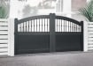 3.5m Wide Aluminium Double Swing Driveway Gate In Black Executive Style With Partial Privacy
