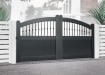 Black Executive Style 3.75m Wide Aluminium Double Swing Driveway Gate  With Partial Privacy