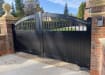 Black 4.0m Wide Aluminium Double Swing Driveway Gate In Executive Style With Partial Privacy