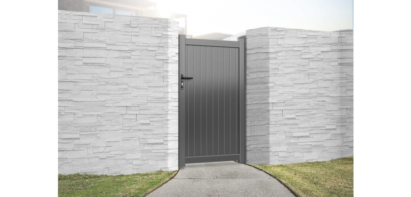 Grey 1000mm Wide Aluminium Pedestrian Gate With Vertical Solid Infill