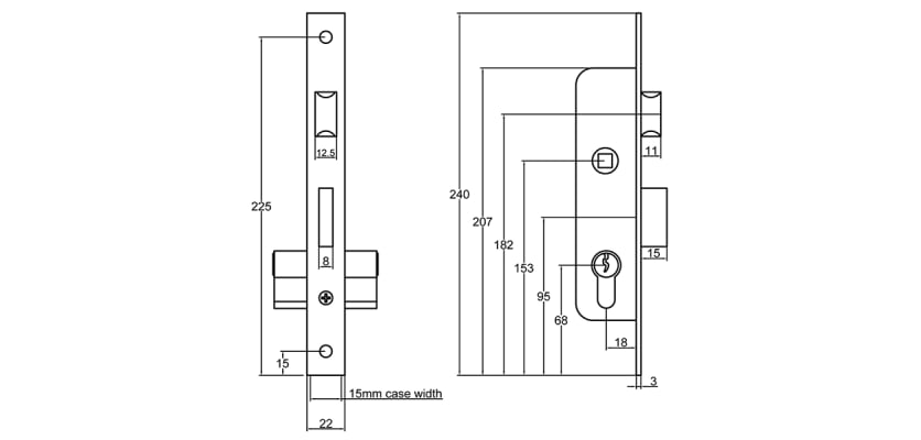 Narrow Latch Deadlock dimensions