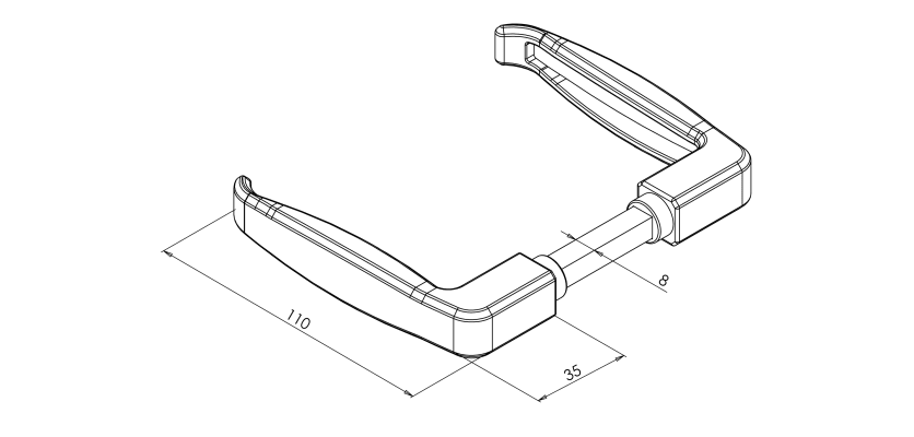 Black Lever Handle Technical Drawing 