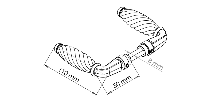 technical drawing of the traditional handle 