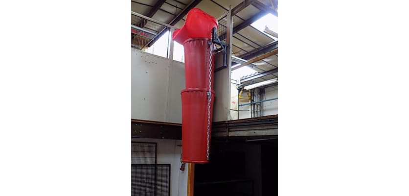 Red 20" rubbish chute installed