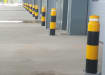 Yellow and Black Heavy Duty bollard with reflective band