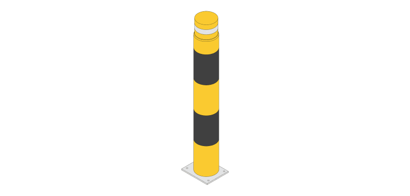 Yellow and Black bollard 1.6m high