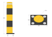Yellow and Black bollard 1.6m high