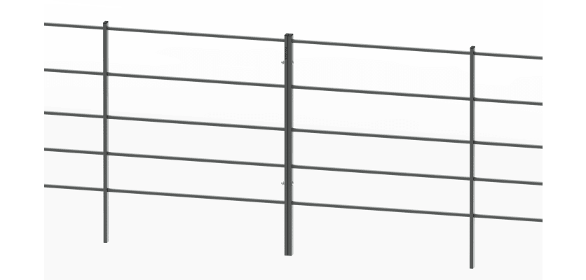 A Row of 1.2m x 2.0m EnviroRail Estate Railings - Grey Powder Coated Finish