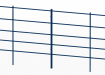 A Row of 1.2m x 2.0m EnviroRail Estate Railings - Blue Powder Coated Finish