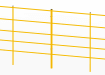 A Row of 1.2m x 2.0m EnviroRail Estate Railings - Yellow Powder Coated Finish