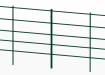 A Row of 1.2m x 2.0m EnviroRail Estate Railings - Green Powder Coated Finish