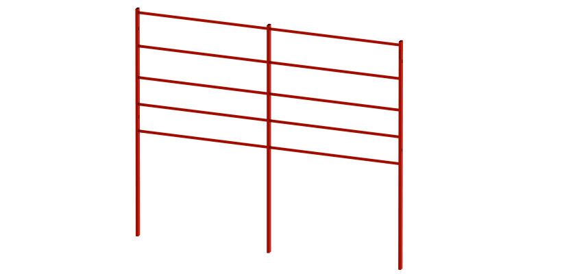A Red 1.2m high x 2.0m wide EnviroRail Estate Railing Bay