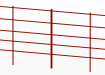 A Row of 1.2m x 2.0m EnviroRail Estate Railings - Red Powder Coated Finish