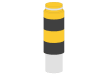 Yellow and Black bollard that fits into a socket in the ground