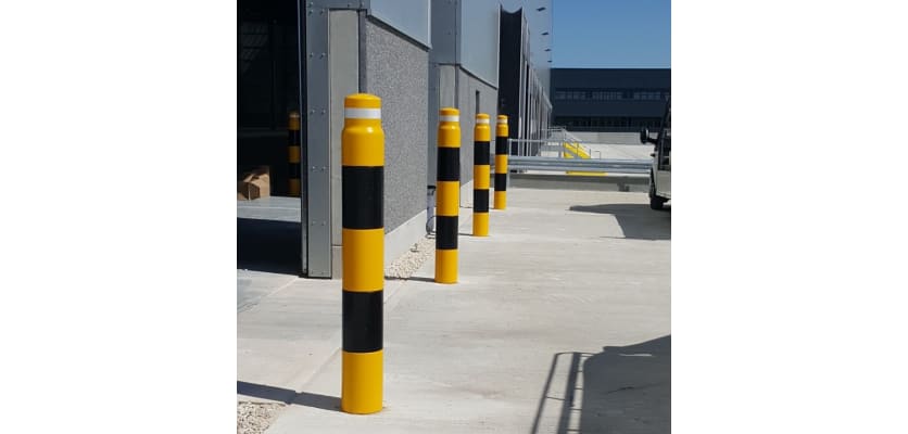 Bollards installed outside warehouse