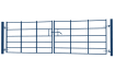 An angled View of a 1.2m x 3.0m double leaf estate gate kit - Blue Finish