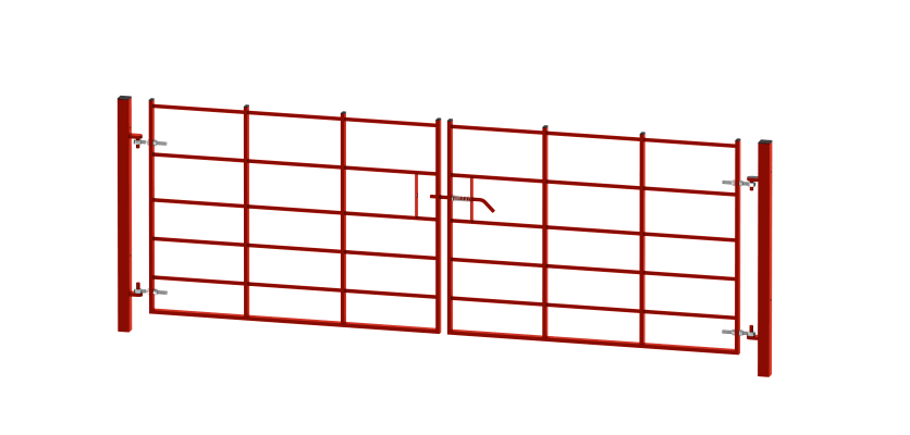 1.2 metre high by 3.0 metre wide Double Leaf EnviroRail Estate Railing gate with Red powder coating finish
