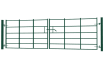 An angled View of a 1.2m x 3.0m double leaf estate gate kit - Green Finish