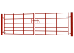 An angled View of a 1.2m x 3.0m double leaf estate gate kit - Red Finish