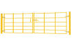 An angled View of a 1.2m x 3.0m double leaf estate gate kit - Yellow Finish