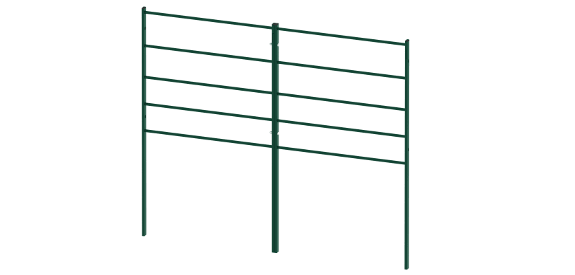 Two Green 1.2m High x 1.0m Wide EnviroRail Estate Railings Connected Together