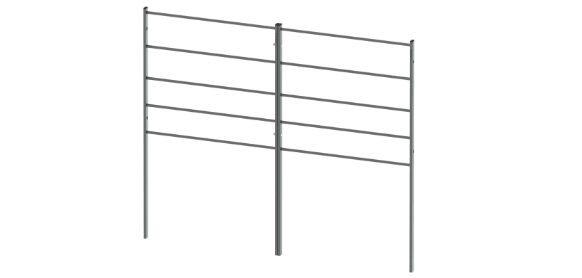 Two Grey 1.2m High x 1.0m Wide EnviroRail Estate Railings Connected Together