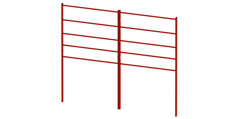 Two Red 1.2m High x 1.0m Wide EnviroRail Estate Railings Connected Together