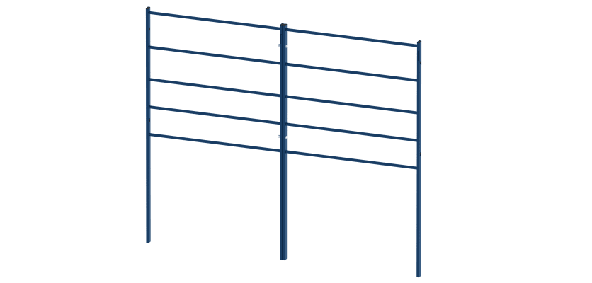 Two Blue 1.2m High x 1.0m Wide EnviroRail Estate Railings Connected Together