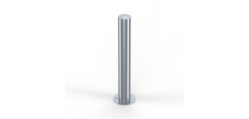 A 900mm high stainless steel bollard with a semi dome top.  This bollard is bolted directly to hard ground.