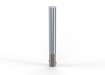 A 1m high stainless steel anti ram bollard with semi dome top, which is fixed into the ground