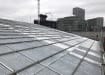 A corrugated metal sheeting roof fixed in place