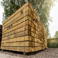 Pallet of green treated Railway Sleepers