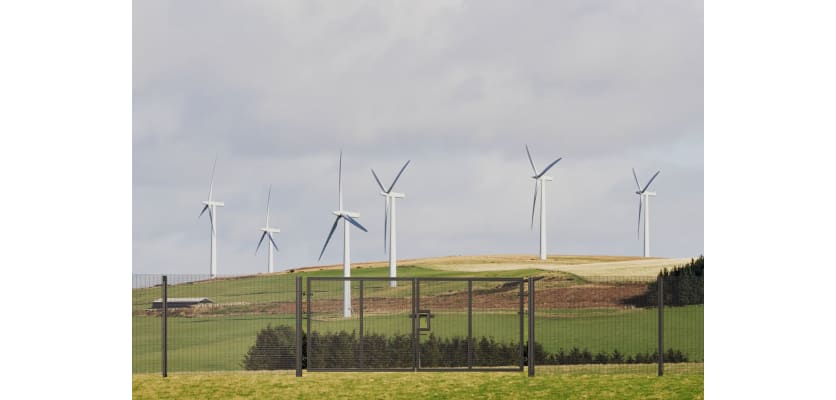 Profence® SR1 (A1) LPS 1175 358 mesh fencing and double leaf gate installed in front of wind farm